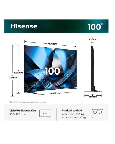 TV Hisense 100 U7SE Mini LED 4K UHD Smart 165Hz
