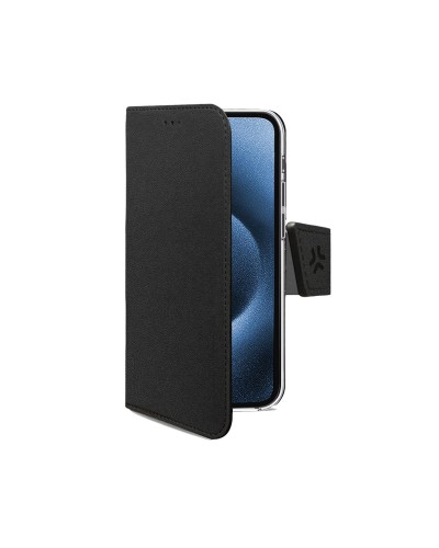 WALLY - Custodia a libro in pelle sintetica con chiusura flap magnetico, slot per carte e funzione stand colore nero compatibil