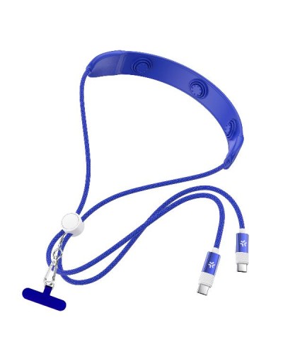 USBC2MC60WBL - 3-in-1 USB-C Cable: 60W Fast Charging, Adjustable Lanyard & Massage Function