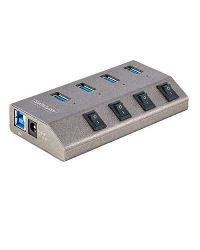 Hub USB-C a 4 Porte Alimentato con Interruttori Individuali -