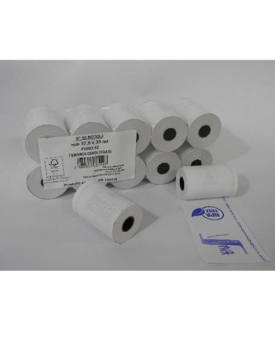 Rotoli reg.cassa carta termica 48 gr (57,5mm x 35mt) Conf.10