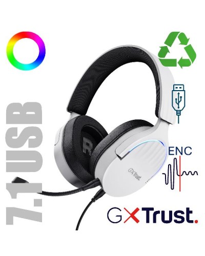 CUFFIE GAMING RGB CABLATE USB 7.1, MICROFONO STACCABILE CON RIDUZIONE DEL RUMORE, DRIVER 50MM - PLASTICA RICICLATA 35% - TRUST 