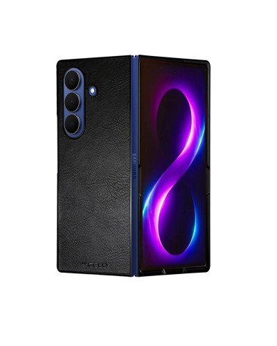 FOLDING - Cover in TPU composta da scocca anteriore e posteriore, effetto pelle sintetica colore nero compatibile Samsung Galax