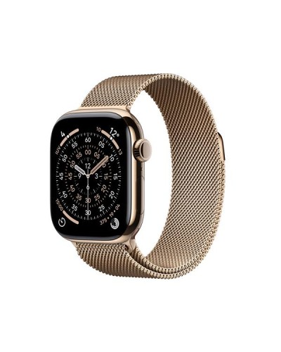 Apple Watch Series 11 GPS + Cellular, Cassa 42 mm in titanio color oro con Loop in maglia milanese color oro