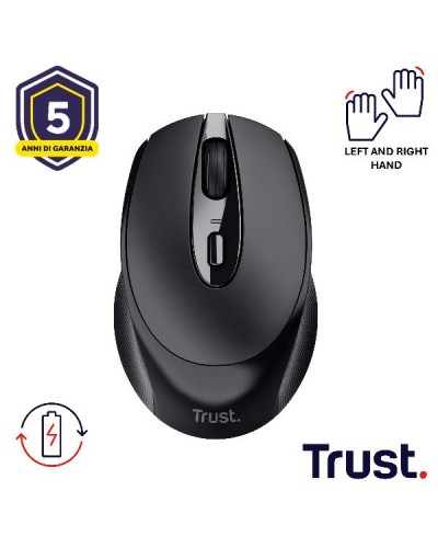 MOUSE WIRELESS RICARICABILE - 1600DPI - TRUST ZAYA - NERO