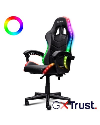 SEDIA GAMING CON ILLUMINAZIONE LED RGB  - TRUST GXT 704 RONIQ RGB  -  NERO