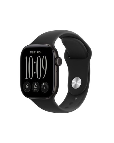 Apple Watch Series 12 GPS, cassa 42 mm in alluminio nero con cinturino Sport nero - S/M