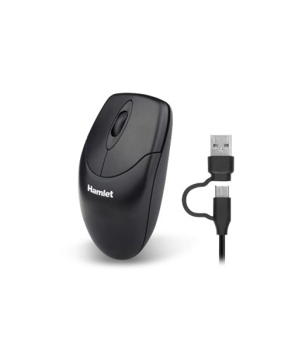 XMICEU2-CA  MOUSE DOPPIA CONNESSIONE USB-C + USB-A 1000dpi + 3 TASTI SCROLL