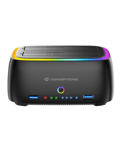 DOCKING STATION USB 3.2 Gen 1 RGB DUAL BAY - 2.5" o 3.5" SATA HDDs / SSDs