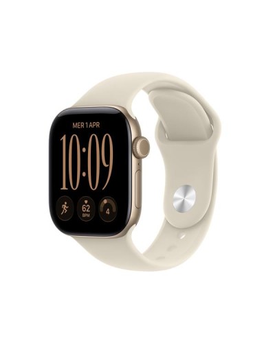 Apple Watch Series 12 GPS, cassa 42 mm in alluminio color oro chiaro con cinturino Sport sabbia - S/M