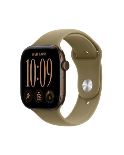Apple Watch Series 12 GPS, cassa 42 mm in alluminio color bronzo scuro con cinturino Sport oliva - S/M