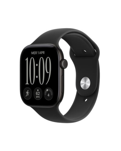 Apple Watch Series 12 GPS, cassa 46 mm in alluminio nero con cinturino Sport nero - S/M