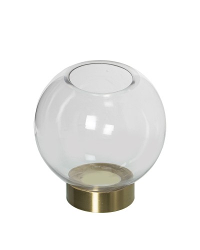 Alexandra House Living Vase in Clear and Gold Crystal 15 x 15 cm | Elegant Candle Holder
