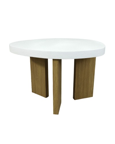 Side table Romimex White Natural MDF Wood 60 x 40 x 60 cm