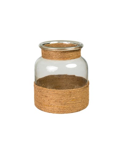 Vase Romimex Marron Transparent Jute verre 19 x 23 x 19 cm