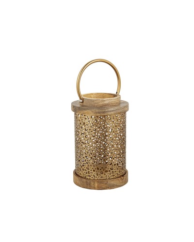 Lykta Romimex Bruin Gouden Hout Metaal 16 x 27 x 16 cm