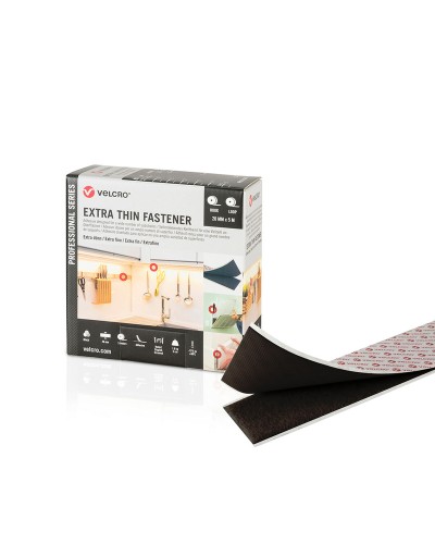 Cinta de doble cara de alta adherencia Velcro | 20 mm x 5 m | Negro | Ideal para fijaciones seguras
