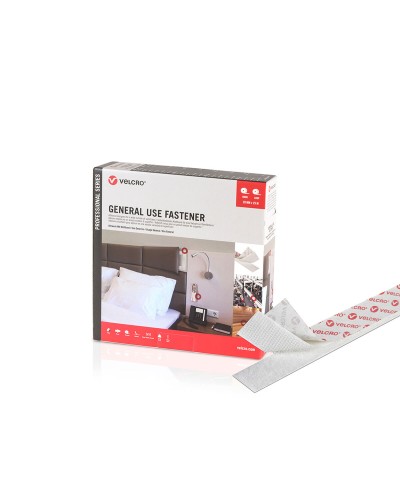 Cinta de Velcro Adhesiva de Doble Cara, 20 mm x 25 m, Blanco | Sujeción Fuerte y Versátil
