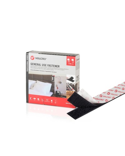 Klettband, doppelseitig, Schwarz, 20 mm x 25 m | Starker und dauerhafter Halt
