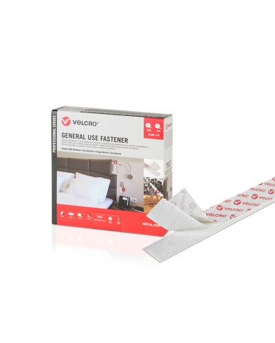 Velcro Adhésif Double Face Blanc, 20 mm x 5 m | Rouleau Ruban Adhésif Ultra Fort
