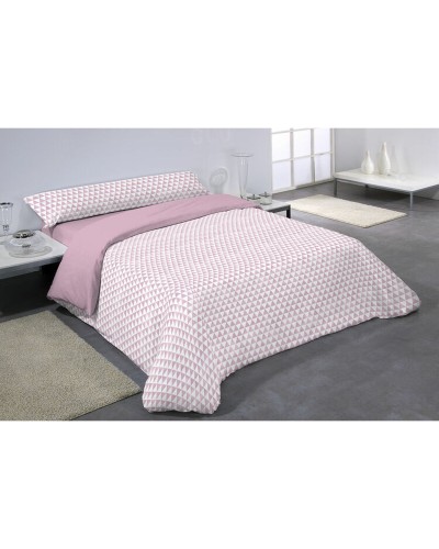 Parure de lit Hosteline DAREL en Rose, taille 3 pièces (lit 140x200).
