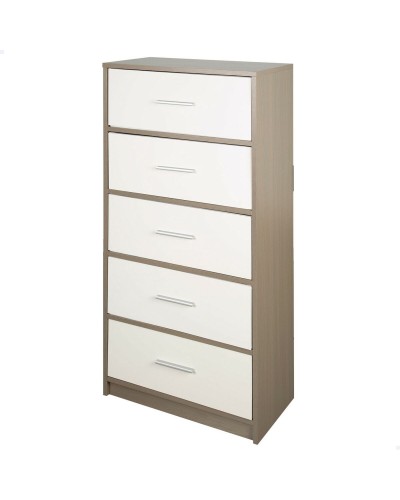Max Home Modern Chest of Drawers with 5 Drawers, Grey White, 58 x 112 x 30 cm
