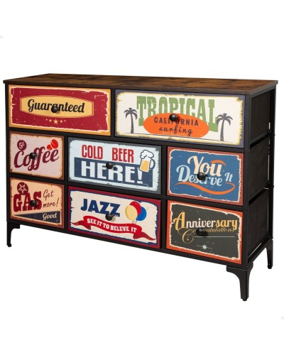 Max Home Vintage Kommode, 103 x 77 x 30 cm, Retro-Stil, Viel Stauraum
