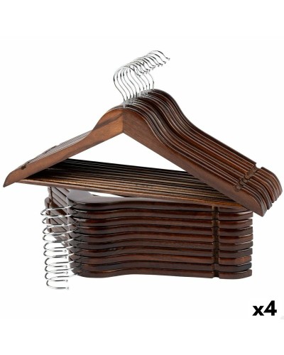 Ganchos Perchero Max Home (44,5x23x1cm) Madera y Acero, Marrón, Paquete de 20 Unidades (4 Unidades)
