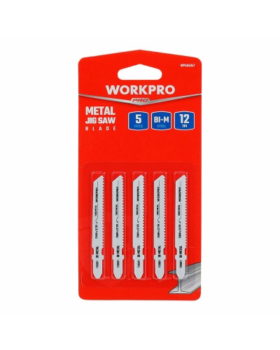 Lot de 5 Lames de Scie Sauteuse Workpro T118BF pour la Coupe du Métal
