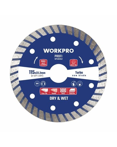 Workpro Profi Turbo Diamond Cutting Disc for professional use on tiles and building materials
