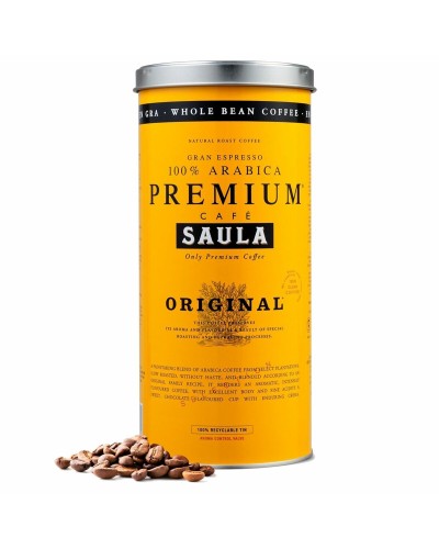 Café en Grano Saula de 1 kg, Mezcla Arábica y Robusta, Tueste Medio.
