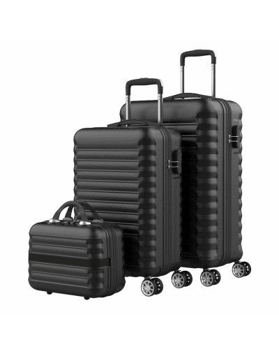 Numada Upfly Ensemble de Valises Noir 3 Pièces - Trolley Rigide Léger Voyage
