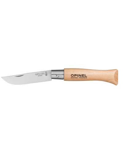 Opinel N°05 Stainless Steel Folding Knife, 6cm Blade Natural Beechwood
