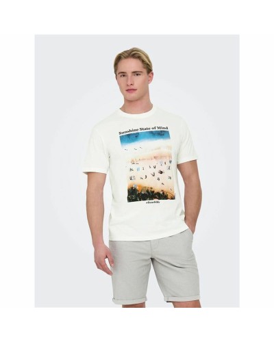 Herren Kurzarm-T-Shirt Only & Sons Onskolton Reg Beach Weiß