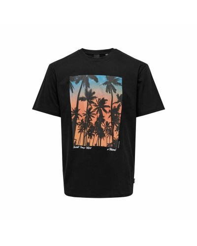 Only & Sons Black T-Shirt Onskolton Reg Beach - Short Sleeve Men's
