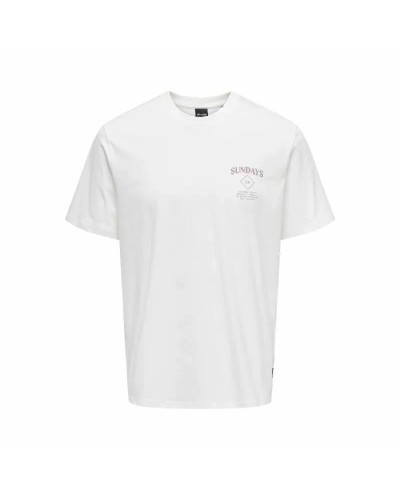 T-shirt med kortärm Herr Only & Sons Onskye Reg Vit