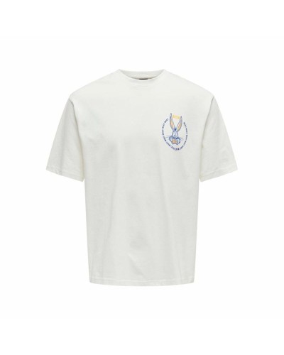 Only & Sons T-shirt Blanche Homme Onslooney Rlx - Manches Courtes Coton
