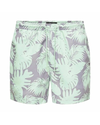 Only & Sons Costume Uomo Onsted Life Flower Acquamarina - Swim Shorts
