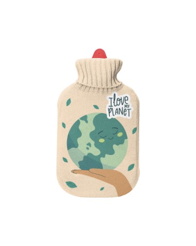EDM Hot Water Bottle "I Love My Planet" 2L - Ecological Hot Water Pack
