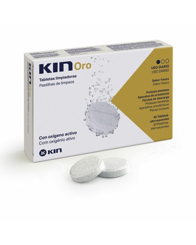 Kin Oro Pasticche Detergenti Dentiere - 30 Unità - Pulizia Profonda & Igiene
