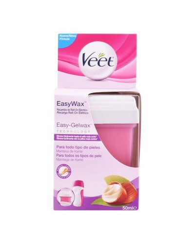 Veet Easy Wax Recharge Cire Roll-On 50ml - Épilation Facile Maison
