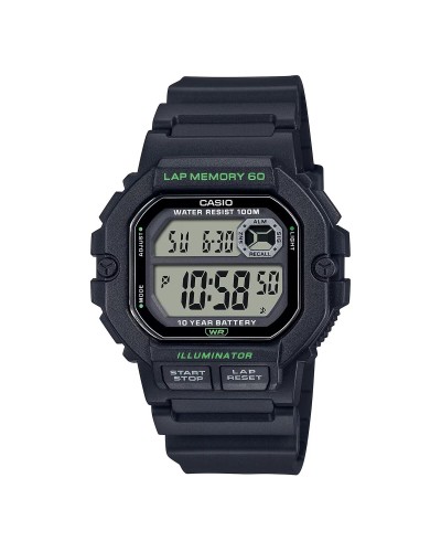 Casio ILLUMINATOR Orologio Uomo Nero 44.5mm - Cronometro, Illuminazione LED
