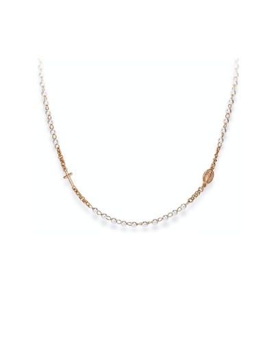 Women's Amen Rosary Necklace Sterling Silver 925 Rose Gold Crystals CRORB3F
