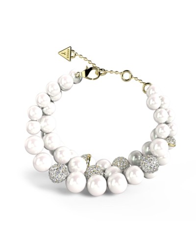 Guess Women's Bracelet Yellow Gold Crystals Logo [JUBB04445JWYGS]
