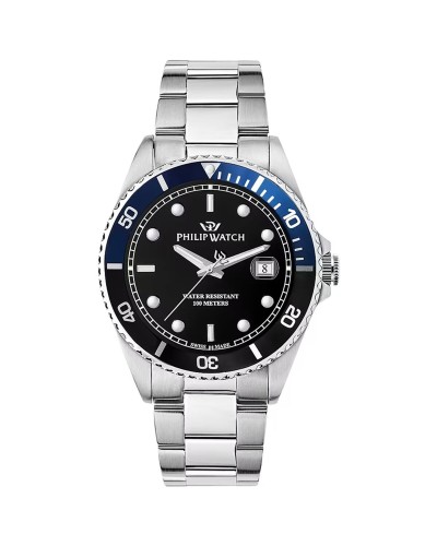 Philip Watch Caribe R8253597091: Men's Black & Silver Watch, Elegant Style
