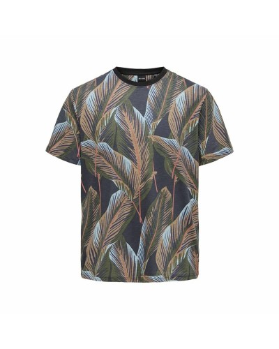 Only & Sons Camiseta Hombre Onskobe Hoja de Plátano Negra - Manga Corta
