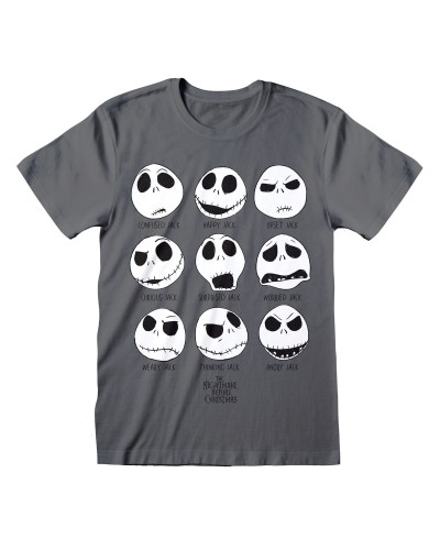 Unisex T-paita The Nightmare Before Christmas Many Faces Tumman harmaa