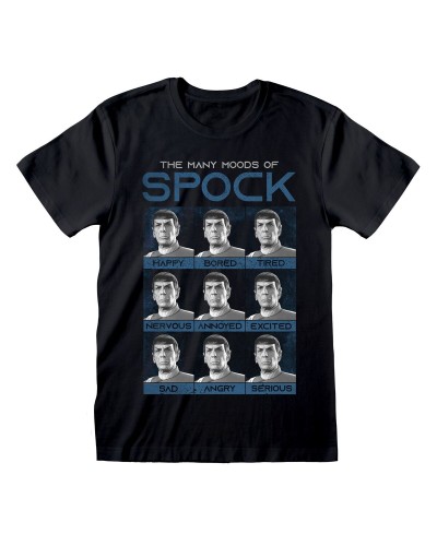 Star Trek - Camiseta Spock - Muchos Estados de Ánimo - Unisex Negra - Algodón
