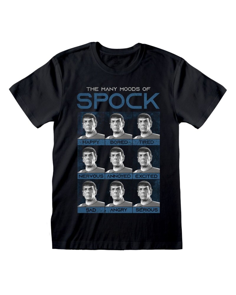 Star Trek - Maglietta Spock - Many Moods - Unisex Nera - Cotone
