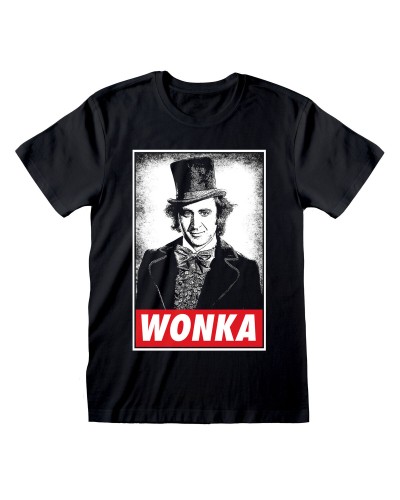 Willy Wonka Camiseta Negra Unisex - Manga Corta, Logo Wonka Original
